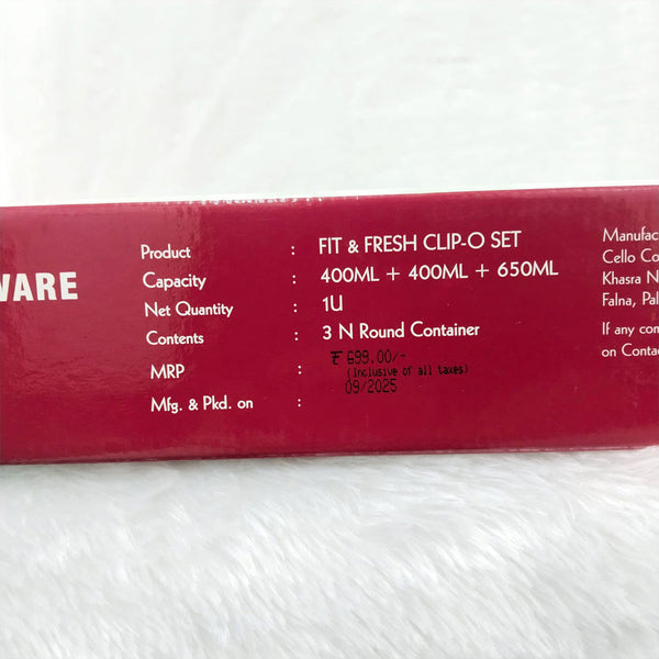 Di0367 Cello Fit & Fresh Clip-O Round Container Set of 3pc