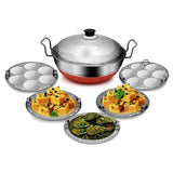 3833 3 in 1 Stainless Steel Copper Induction Kadai ( 2 Idli Plate, 2 Dhokla Plate, 1 Steam Plate )