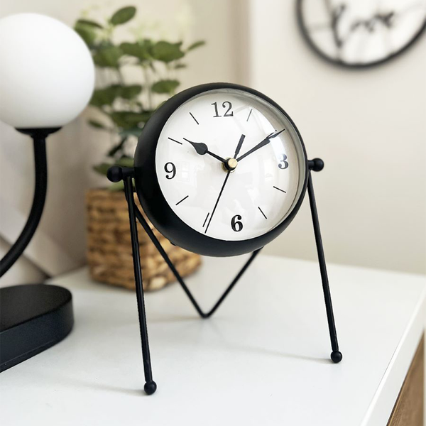 TM0107 Modern Minimalist 2-in-1 Rotating Table Clock & Vanity Mirror - Pack Of 1