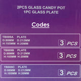 AM5971 Vintage Style Crystal Glass Candy Sugar jar Serving Bowl with Tray, Clear - Set of 3 Pcs