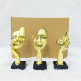 AM6232 Golden Thinker Abstract Face Sculptures (No.3) – Set of 3pcs