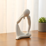 TM0199 Multi-Shape Abstract White Resin Thinker Statue - Modern Home & Office Decor
