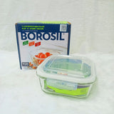 AM6195 Borosil Klip N Store Square Glass Container - 1 Ltr with Air Tight Lid