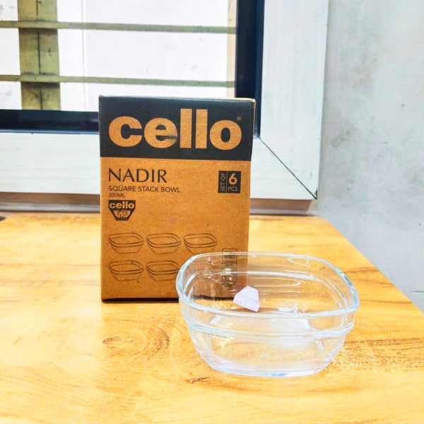 AM5683 Cello Nadir Square Stack Bowl- 300Ml (Set of 6 Pcs)