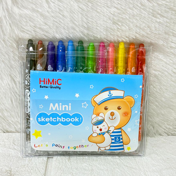 AM6309 Twist Crayons with Mini Sketchbook for Kids - 12 Colour