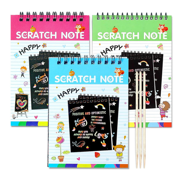 4609 Rainbow Scratch Notebook with Magical Vibgyor Color with Pencil Stick Notepad (Pack of 1)