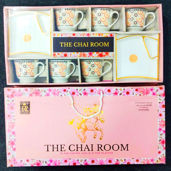 Di0252 The Chai Room 6-Piece Coffee Mug & 2-Piece Platter Set – Premium Gift Box