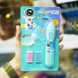 AM5907 Cartoon Print Electric Pencil Erasers with Fan and 12 Refills Set for Kids (Pack of 1)