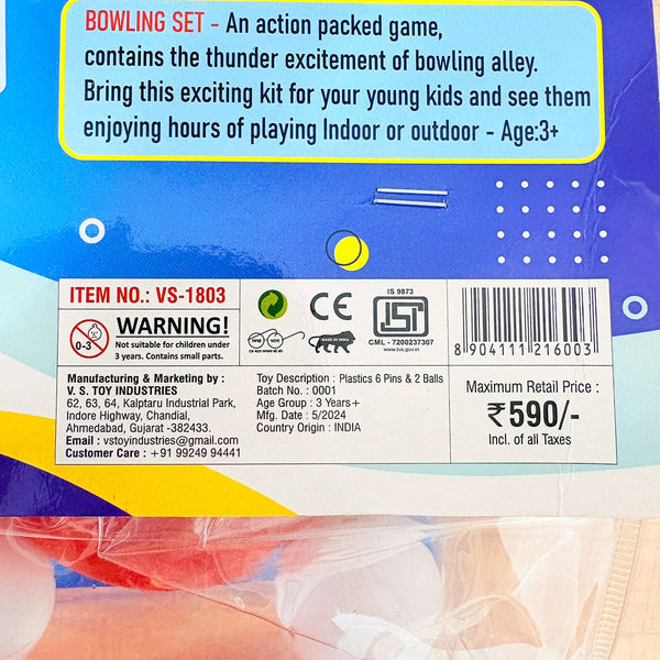 AM6513 Bowling Play Set - Indoor or Outdoor Game [Age : 3+]