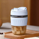 AM5066 Travel Glass Sipper with Lid and Straw 350 ml, Reusable Glass Tumbler with Lid and Straw