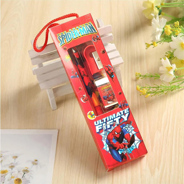 AM6049 Cartoon Character Stationery Set – 4 Pcs (Pencils, Eraser, Sharpener)