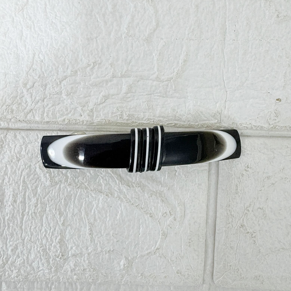 AM6393 Black and White Marbled Resin Barrette Hair Clip - 1pc