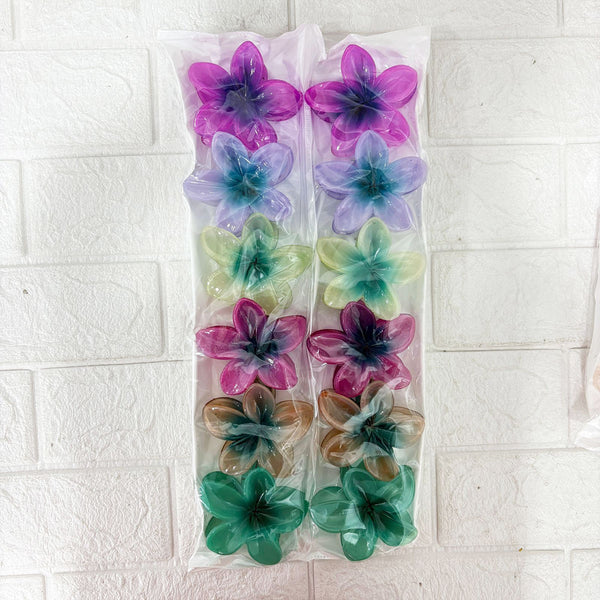 AM6397 Mix Translucent Floral Hair Claw Clip - Big (1pc)