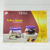 Di0202 YERA Felixa Glass Handi Combination Set with Lids - 6 Piece Combo (410ml & 195ml)