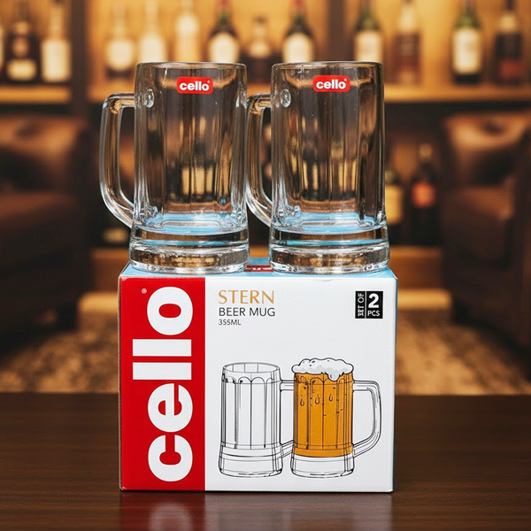 AM6654 Cello Stern Glass Beer Mug Set - 355ml (Set of 2)