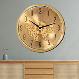 AM5947 The Moving Hour Luxury Designer Analog Gold Wall Clock with Moving Gear Mechanism