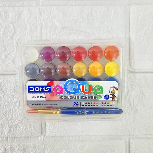 AM6091 Doms Aqua 24 Shades Water Color Cakes Box With Brush