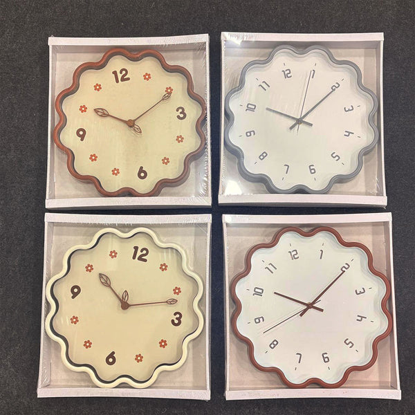 AM6522 Modern Scalloped Edge Wall Clock – Minimalist Floating Dial Design - 1pc