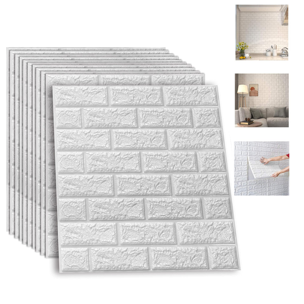 AM1631 3D White Brick Wallpaper 70x78cm