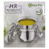 3441  Stainless Steel Heavy Ghee Pot/Jar With Spoon No-2