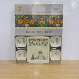 A07848 DAILY DELIGHT Melamine Printed Serving Set – 9 Pcs Tray, Bowls & Spoons Combo