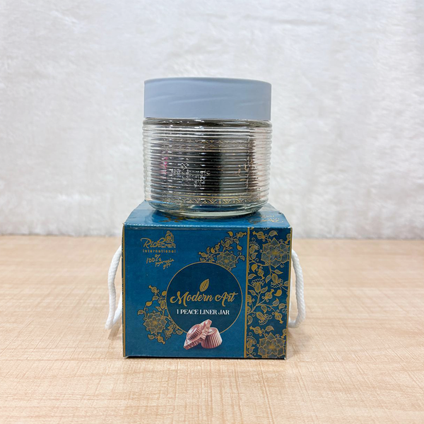 TM0074 Mix Design Spectra Exclusive Ribbed Glass Storage Jar with Airtight Lid - 1pc