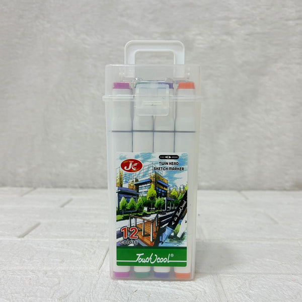 AM0554 12 Pcs Art Markers | Double Brush Tipped Markers Pen | Dual Head Marker