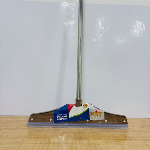 A07976 KVT Star Heavy Duty Silicone Floor Wiper with 3 ft Stainless Steel Handle (16-Inch)