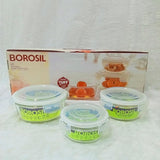 AM6182 Borosil Klip n Store Round Glass Container Set of 3pc (400ml+620ml+950ml)
