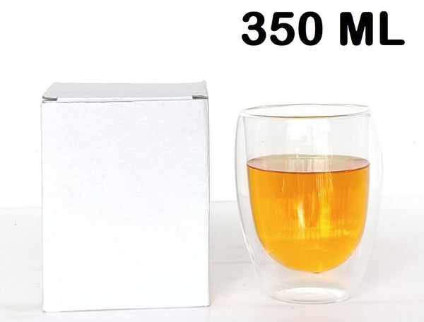A07982 350ml Double Wall Borosilicate Glass Coffee Cup / Tea Tumbler