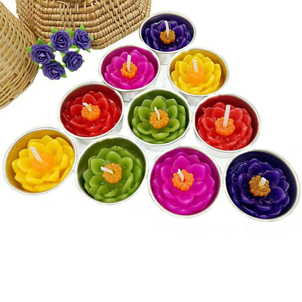 AM0157 Rose Shaped Tealight Candles (Pack of 10, 8 GM)