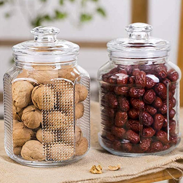AM5676 CELLO Bloom Storage Glass Jar (800ml) for Cookie Jar, with Air Tight for Kitchen Dried Masala (Pack 1)