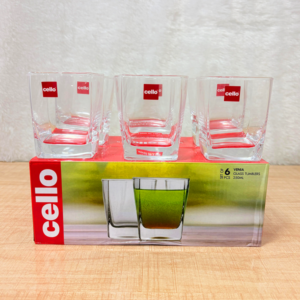 AM6559 Cello Venia Glass Tumbler Set - 250ml (Set of 6)