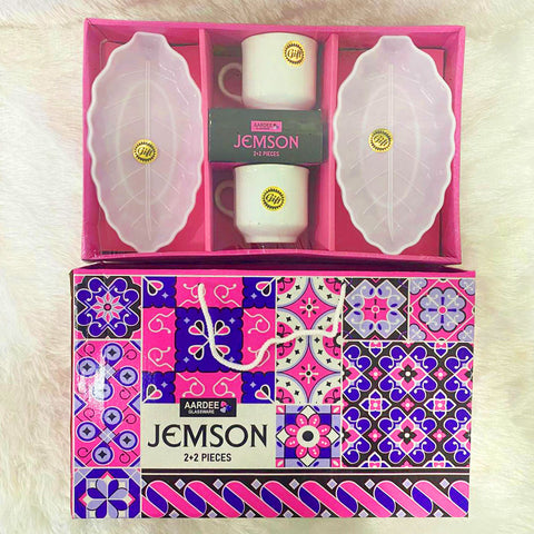 Di0319 Jemson 4-Piece Tea & Snack Set with Leaf Platters