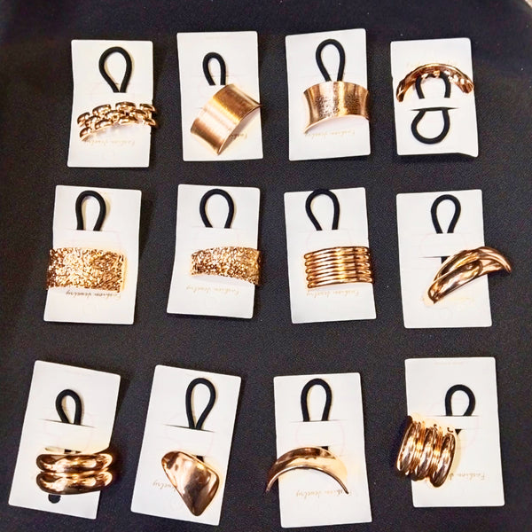 AM5875 Multidesign Women Luxe Golden Metallic Ponytail Holder Hairband - 1 Pcs