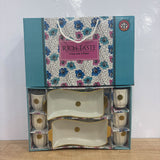 A07846 RICH TASTE 6-Piece Cup & 2-Piece Platter Ceramic Serving Set with Gift Packaging