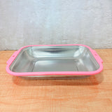 TM0002 Stainless Steel Perforated Strainer Basket with Pink Plastic Rim - Big