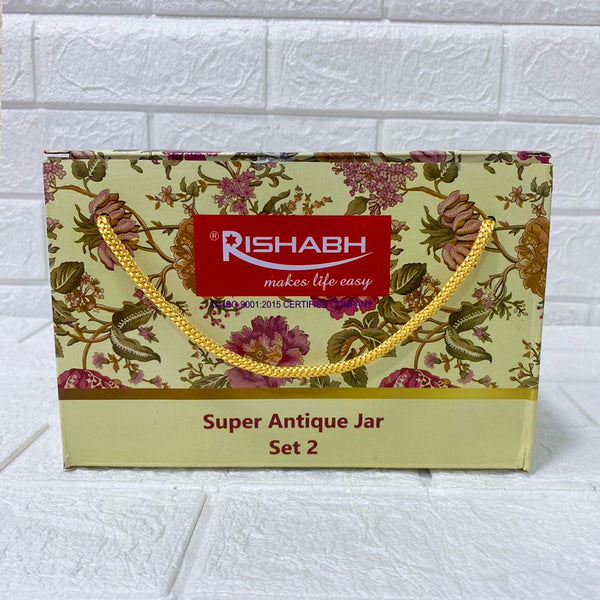 Di0164 Rishabh Super Antique Jar Set of 2 with Crown Lid Design