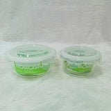 AM6186 Borosil Klip n Store Round Glass Container Set of 2pc (240ml+400ml)