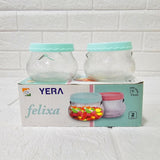 Di0024 Yera Felixa Frosted Glass Jar with Lid – 195ml (Each) – Set of 2