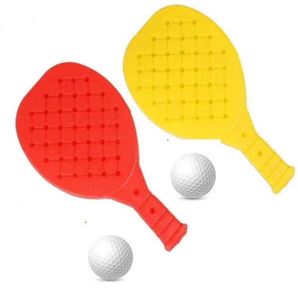 AM0198 Plastic Badminton or Table Tennis Racket 1 Pair with 1 Pair of Plastic Balls Inside