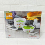 Di0204 Cello OPalware Royale Soup Set of 14pc Different Units