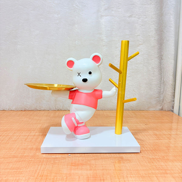 TM0011 Modern Cute Handy Bear Figurine with Jewelry Tray and Tree Stand