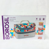 AM6192 Borosil Kube Pink Universal Glass Lunchbox, 320ml x 2 + 240ml x 2