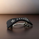 AM6391 Elegant Black Bow-Shaped and Curved Barrette Hair Clips