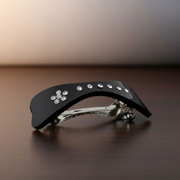 AM6391 Elegant Black Bow-Shaped and Curved Barrette Hair Clips