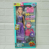 AM6037 Fashion Doll with Hair Styling Accessories – Purple Dress Edition
