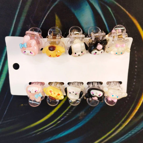 AM5880 Cute Cartoon Mini Claw Clips Combo for Kid Girls – Set of 10 (5 Pair)