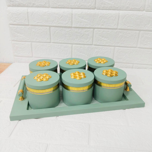 Di0178 Rishabh Phantom Plus Container Set of 6 with Tray – Stylish & Trendy Storage Jars