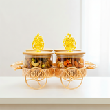 AM6271 Luxury Candy Jar Set 4 Pcs With Golden Cart Stand